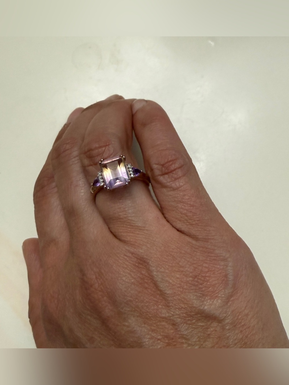 Vintage Ametrine & Multi Gemstone Ring Vermeil Rose Gold Over Sterling Silver - Picture 12 of 14